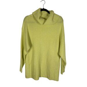 Ann Taylor Loft Outlet Lounge Wmn M Bright Lemonlime Turtleneck Oversize Sweater